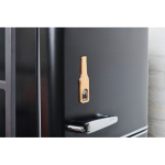 Magnetic bamboo bottle opener in the shape of a beer bottle wood colour ambient view