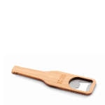 Magnetic bamboo bottle opener in the shape of a beer bottle wood colour view with print area