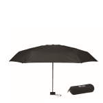 Windproof umbrella with pouch and zippered case, Ø90 black colour view with print area