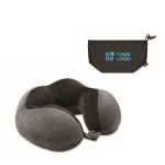 Travel pillow with foam design for neck support dark grey colour view with print area