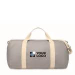 Recycled fabric bag with adjustable and detachable double handles grey colour view with print area