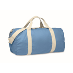 Recycled fabric bag with adjustable and detachable double handles turquoise colour