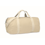 Recycled fabric bag with adjustable and detachable double handles beige colour