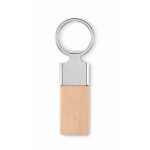 Rectangular keyring made of rubber wood and zinc wood colour second view