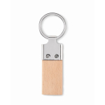 Rectangular keyring made of rubber wood and zinc wood colour third view