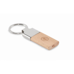 Rectangular keyring made of rubber wood and zinc wood colour main view