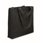 Recycled fabric bag with short and long handles, 320 g/m2 black colour