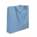 Recycled fabric bag with short and long handles, 320 g/m2 turquoise colour