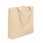 Recycled fabric bag with short and long handles, 320 g/m2 beige colour