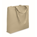 Recycled fabric bag with short and long handles, 320 g/m2 khaki colour