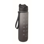 RPET bottle with spout and water consumption schedule, 1L black colour