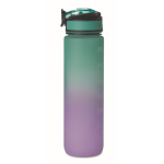 RPET bottle with spout and water consumption schedule, 1L turquoise colour eighth view