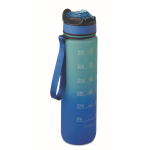 RPET bottle with spout and water consumption schedule, 1L royal blue colour