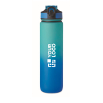 RPET bottle with spout and water consumption schedule, 1L royal blue colour view with print area