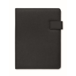 Leather portfolio with power bank and wireless charger, A4 black colour