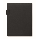 Leather portfolio with power bank and wireless charger, A4 black colour fourth view