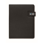 Leather portfolio with power bank and wireless charger, A4 black colour view with print area