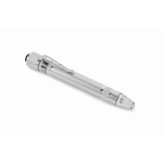 Aluminium multi-tool in pen shape with built-in flashlight silver colour second view