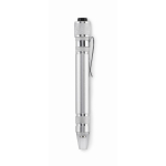 Aluminium multi-tool in pen shape with built-in flashlight silver colour fourth view