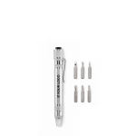 Aluminium multi-tool in pen shape with built-in flashlight silver colour view with print area