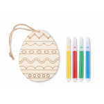 Easter egg painting set with hanging egg and 4 markers wood colour