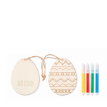 Easter egg painting set with hanging egg and 4 markers wood colour view with print area