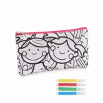 Pencil case with shapes to colour in using markers pink colour second view