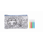 Pencil case with shapes to colour in using markers royal blue colour