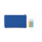 Pencil case with shapes to colour in using markers royal blue colour third view