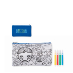 Pencil case with shapes to colour in using markers royal blue colour view with print area