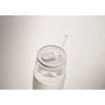 Borosilicate glass tumbler with straw and silicone band, 550 ml white colour fifth photographic view