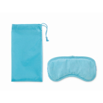 Gel bead-filled eye mask in drawstring pouch light blue colour