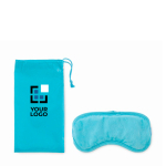 Gel bead-filled eye mask in drawstring pouch light blue colour view with print area