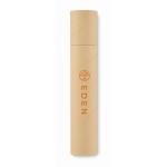 Cylindrical paper case with complete writing set beige colour second main view