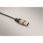 Charging cable with bamboo details, customisable, 60W wood colour third photographic view