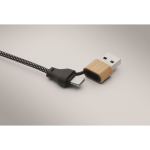 Charging cable with bamboo details, customisable, 60W wood colour fourth photographic view