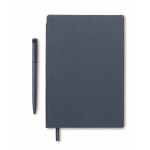 Hardcover notebook with pen inside, A5 lined pages navy-blue colour third view