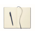 Hardcover notebook with pen inside, A5 lined pages navy-blue colour fourth view