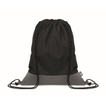 RPET drawstring backpack with leather detail at the base black colour