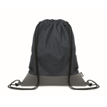 RPET drawstring backpack with leather detail at the base navy-blue colour