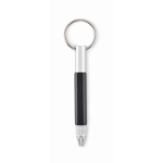 Multi-purpose keyring with black ink pen and tools black colour second view