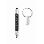 Multi-purpose keyring with black ink pen and tools black colour fourth view