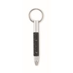 Multi-purpose keyring with black ink pen and tools black colour eighth view