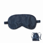 Soft polyester eye mask with matching drawstring pouch blue colour