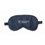 Soft polyester eye mask with matching drawstring pouch blue colour main view