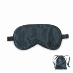 Soft polyester eye mask with matching drawstring pouch dark grey colour