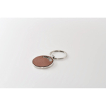 Round metal keyring with synthetic leather inlay brown colour third photographic view