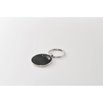 Round metal keyring with synthetic leather inlay black colour third photographic view