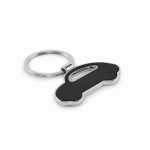 Metal keyring in the shape of a car with synthetic leather inlay black colour second view