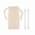 Set of 2 reusable and washable silicone cotton buds beige colour